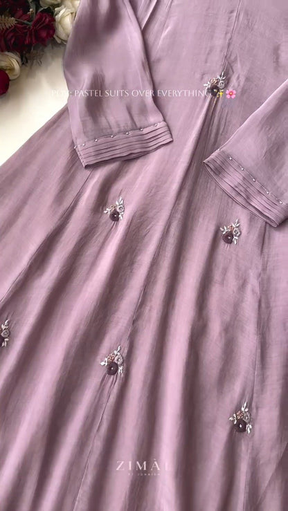 Ethereal Pastel Embroidered Kurta Set – Available in Creamy Beige, Serene Teal & Dusty Mauve