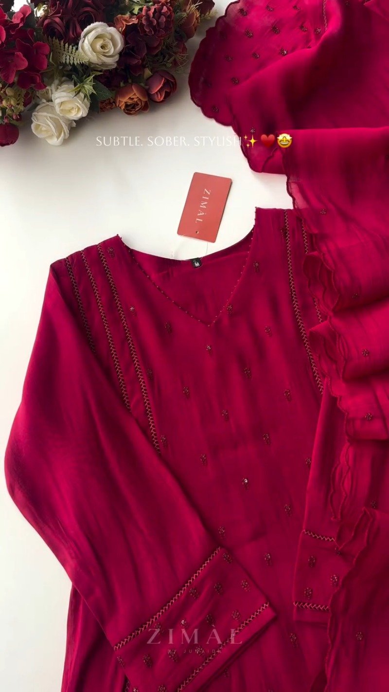 Zimal Midnight Ruby & Merlot Hand-Embellished Kurta Set – Available in Ruby Red & Deep Merlot