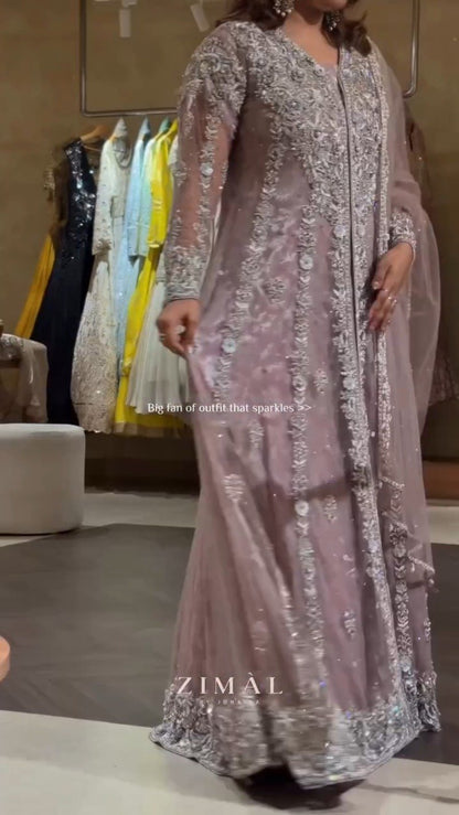 Enchanting Mauve Embellished Anarkali & Jacket Ensemble – Occasion Wear