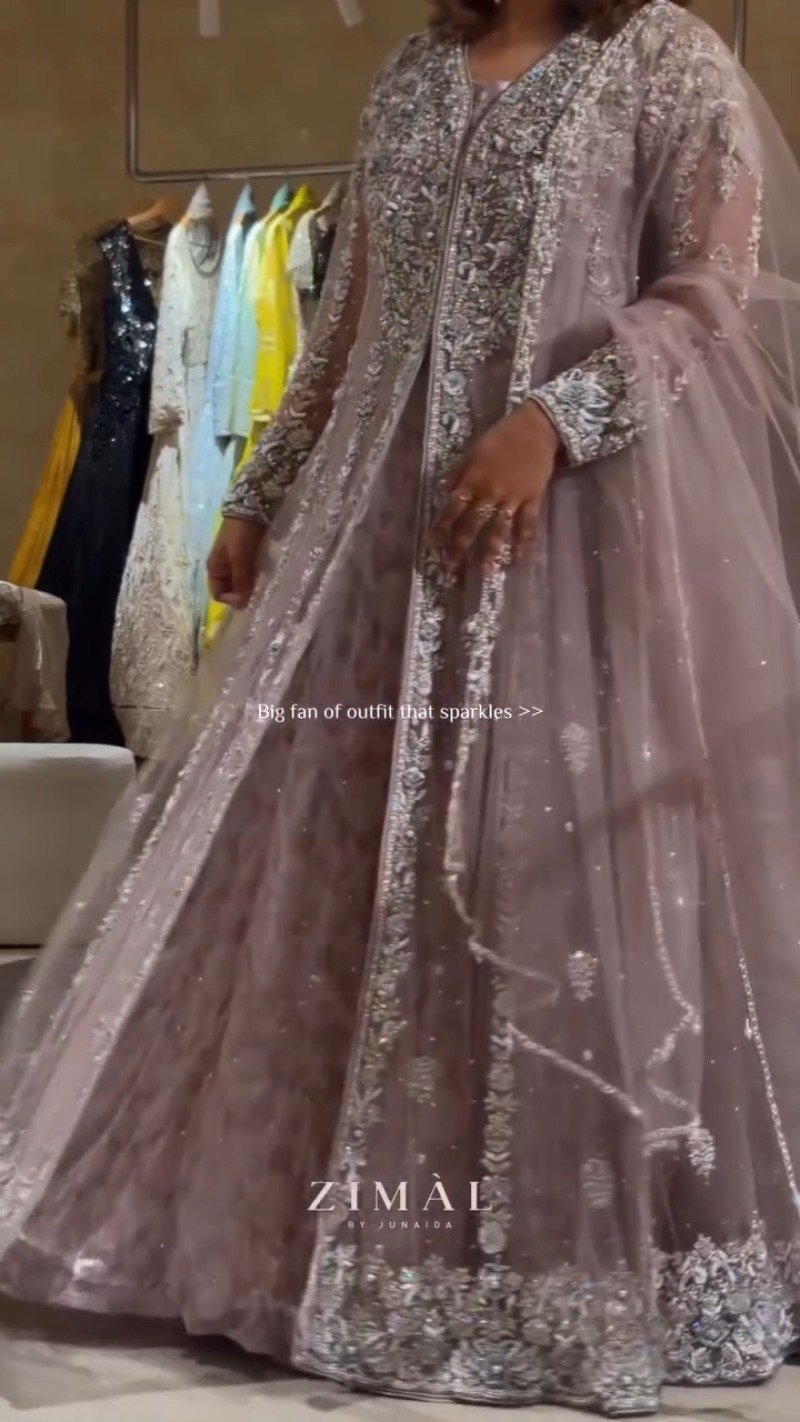 Enchanting Mauve Embellished Anarkali & Jacket Ensemble – Occasion Wear