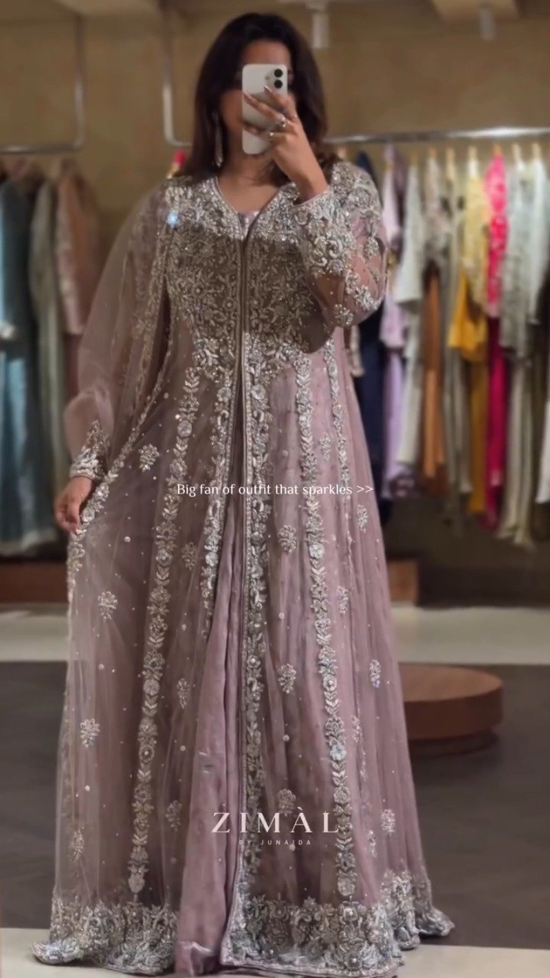 Enchanting Mauve Embellished Anarkali & Jacket Ensemble – Occasion Wear