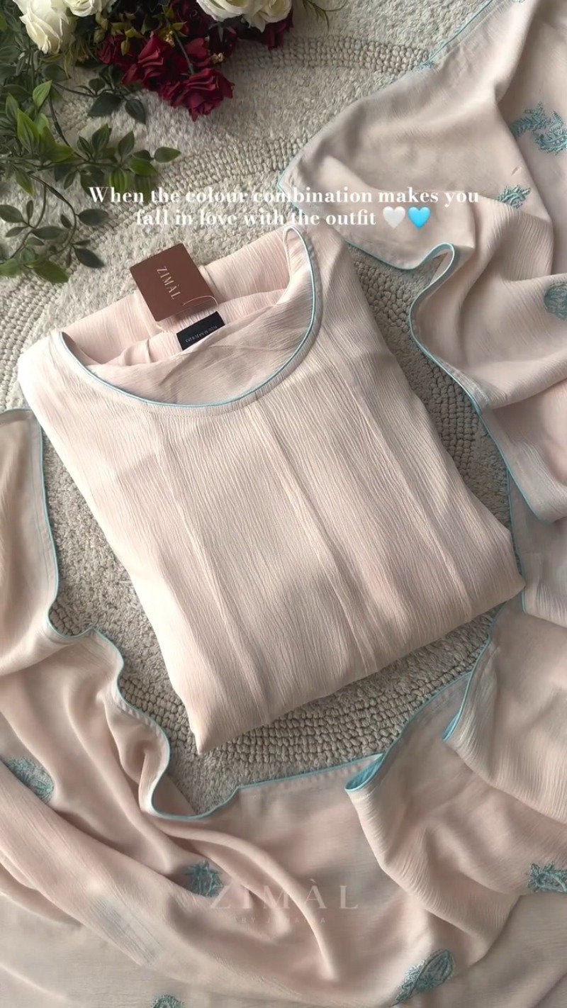 Ethereal Blush & Azure Embellished Kurta Set
