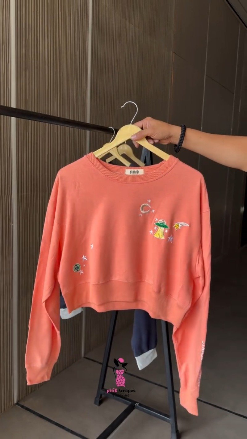 Versatile Street-Style Graphic Crop Hoodies and Sweatshirts – Available in Black, Pink, Grey, Lime Green & Blue
