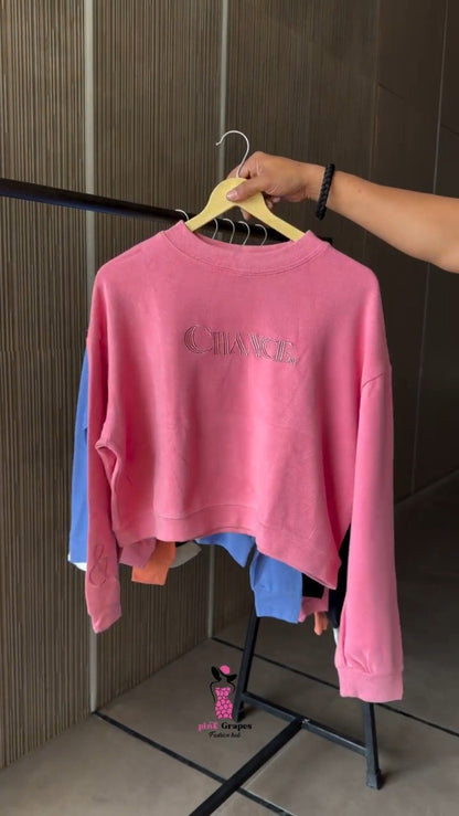 Versatile Street-Style Graphic Crop Hoodies and Sweatshirts – Available in Black, Pink, Grey, Lime Green & Blue