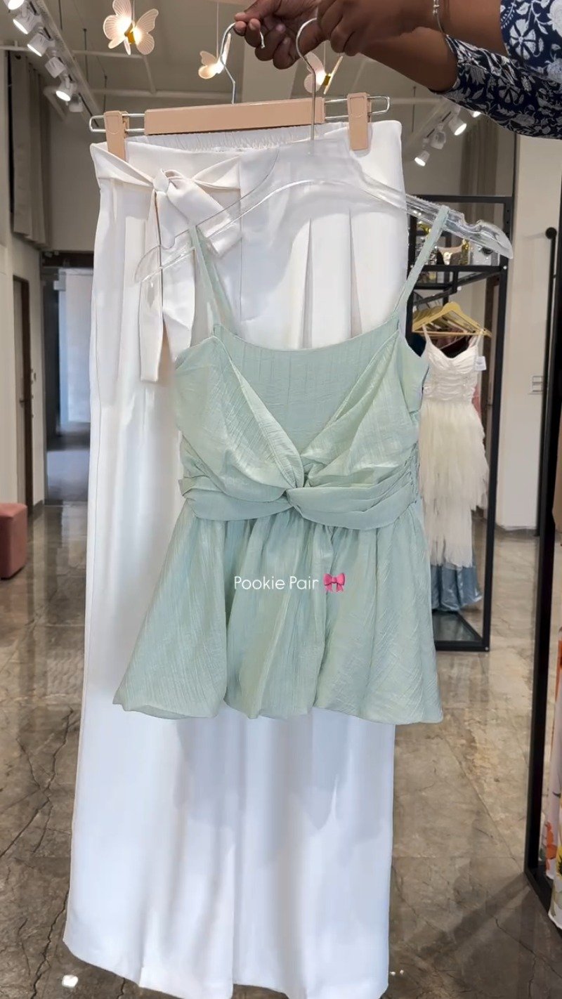 Twist & Twirl Peplum Co-ord Set – Available in Dusty Pink, Deep Burgundy, Pristine White, Sage Green & Midnight Black