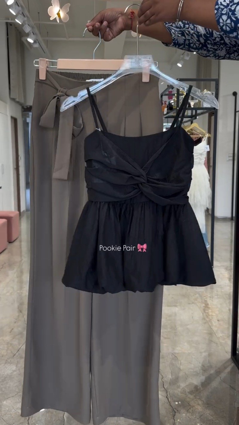 Twist & Twirl Peplum Co-ord Set – Available in Dusty Pink, Deep Burgundy, Pristine White, Sage Green & Midnight Black
