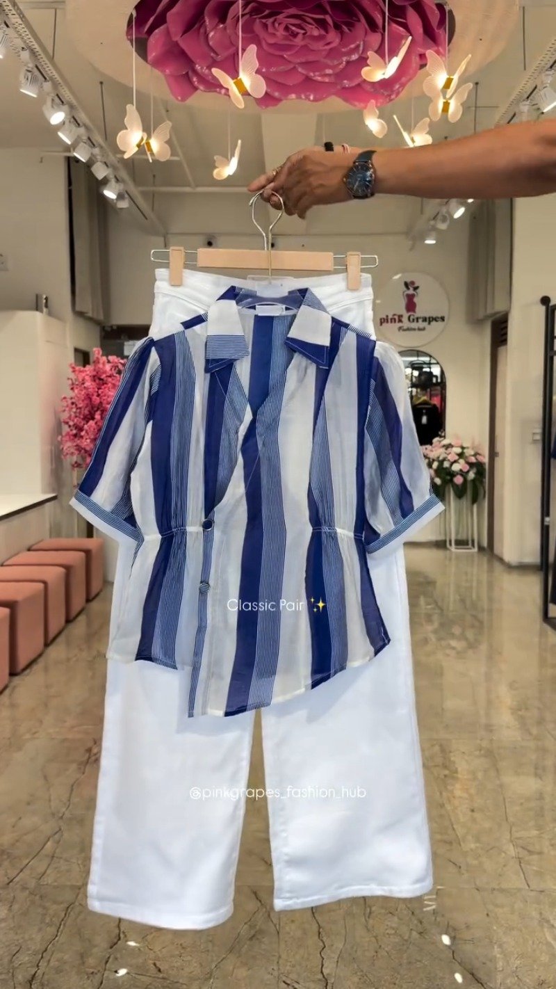 Versatile Striped Collared Shirt & Trousers Co-ord Set – Available in Fuchsia, Sunshine Yellow & Royal Blue