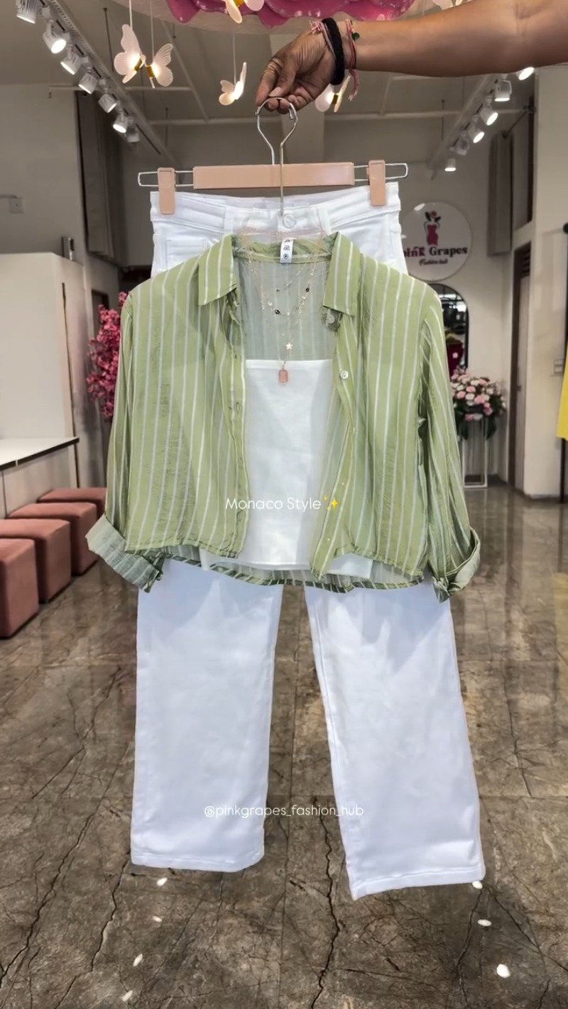 Monaco Breeze Striped Shirt and Trouser Co-ord Set – Available in Pink, Blue, Orange & Olive