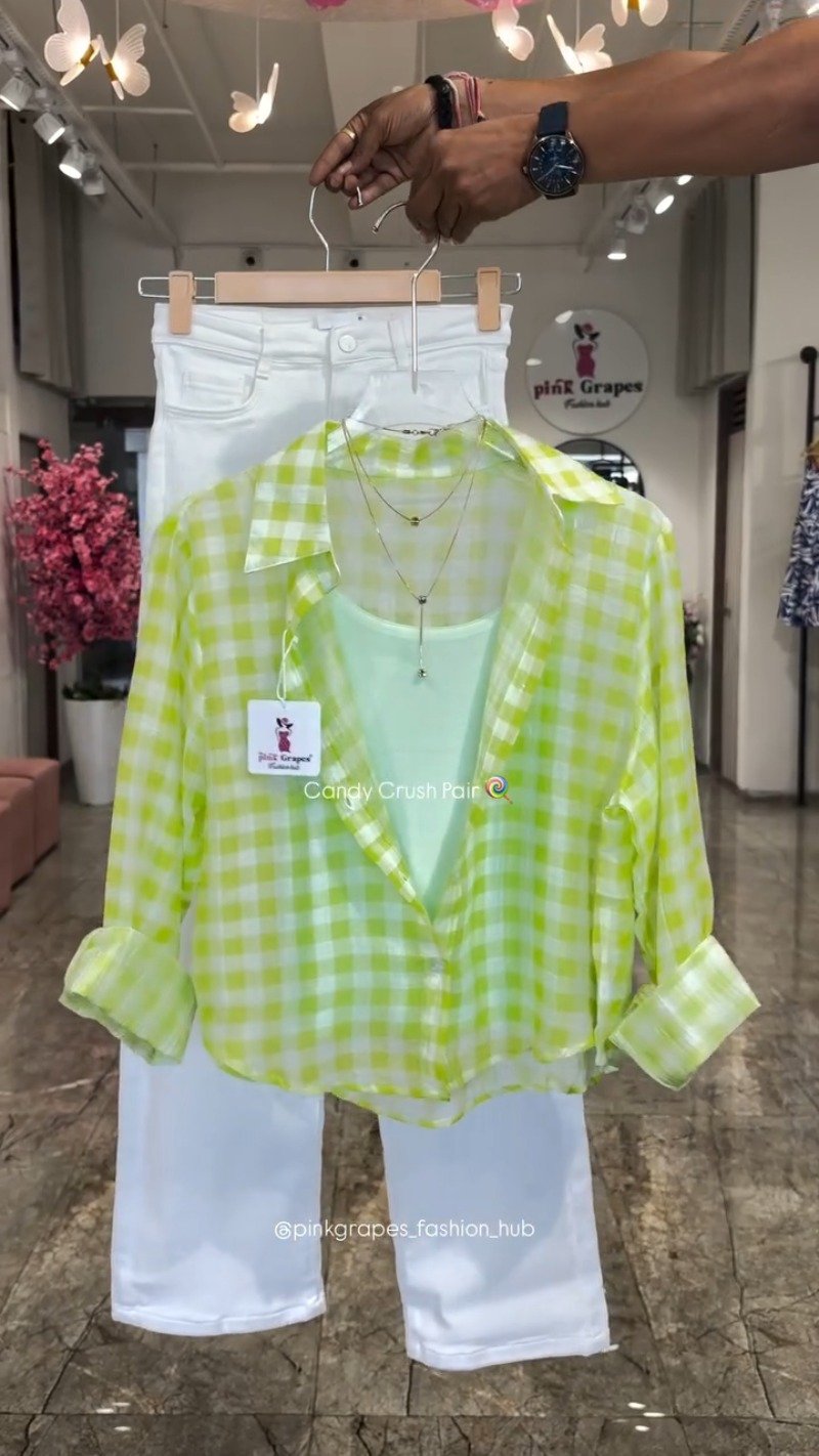 Candy Crush Gingham Co-ord Set – Available in Lime, Pink, Sky Blue, and Lemon Yellow