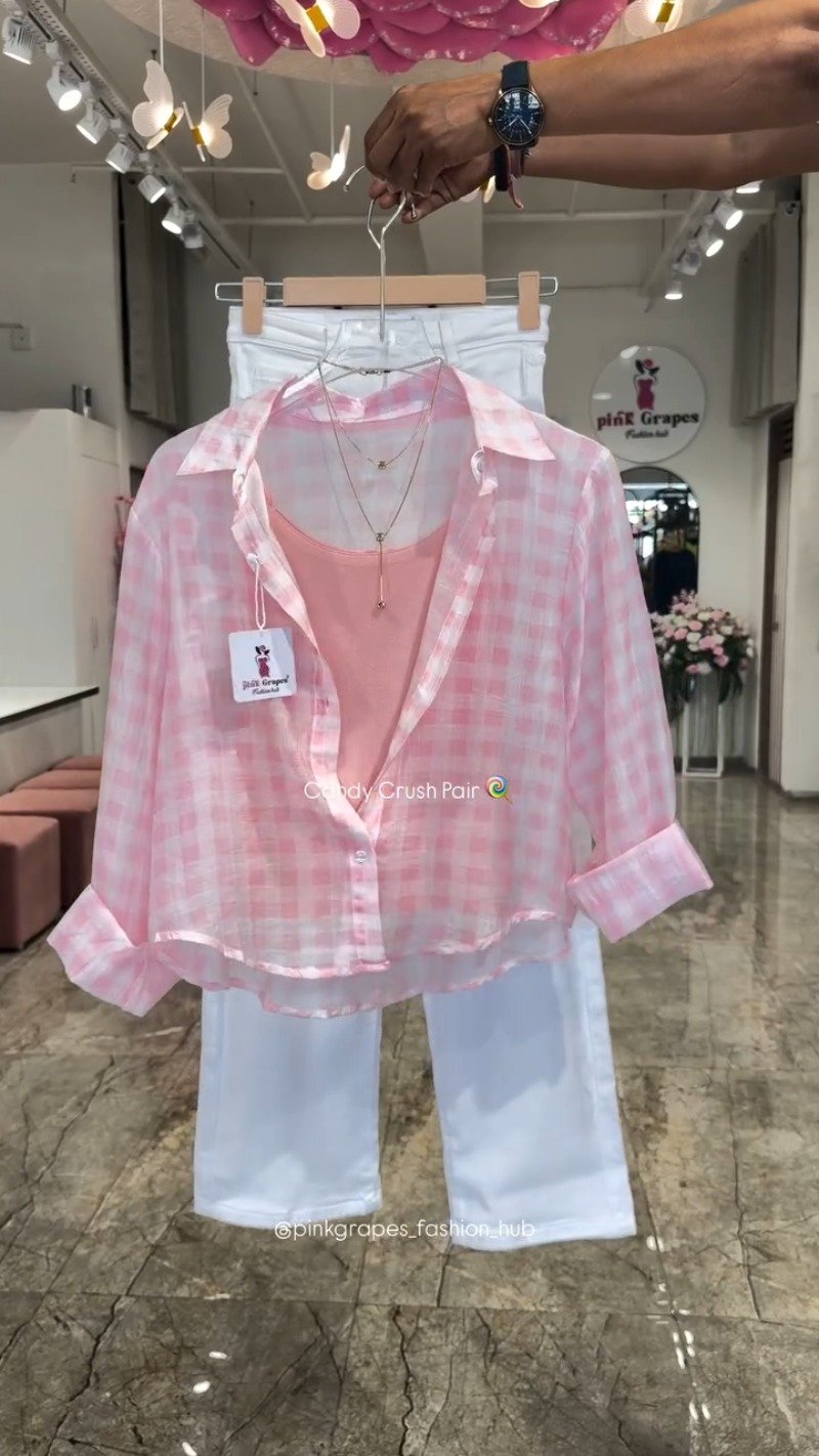 Candy Crush Gingham Co-ord Set – Available in Lime, Pink, Sky Blue, and Lemon Yellow