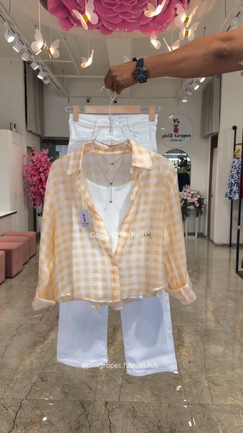 Candy Crush Gingham Co-ord Set – Available in Lime, Pink, Sky Blue, and Lemon Yellow
