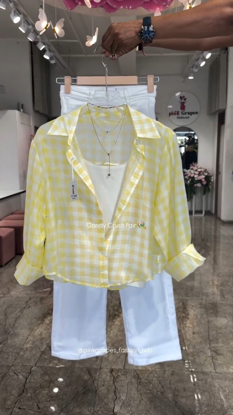 Candy Crush Gingham Co-ord Set – Available in Lime, Pink, Sky Blue, and Lemon Yellow