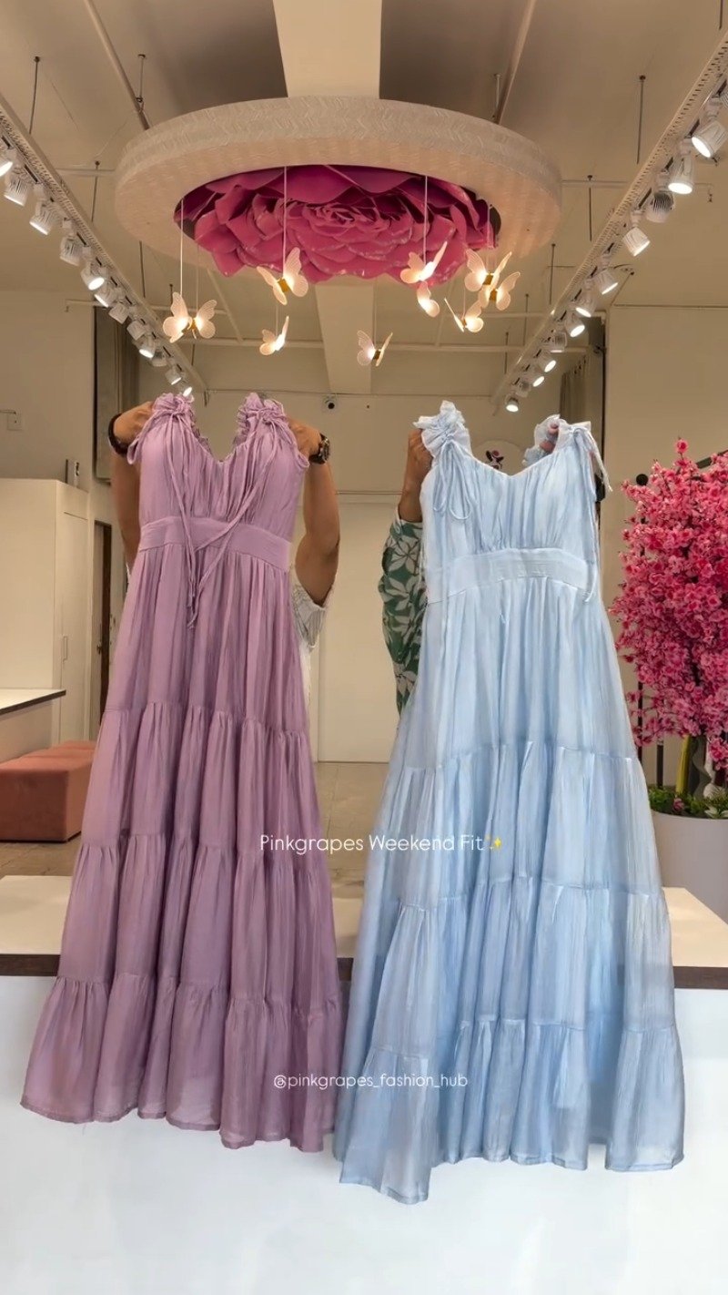 Ethereal Tiered Ruffle Maxi Dress – Available in Earthy Brown, Ivory Cream, Lavender Mist, Sky Blue, Obsidian Black & Lime Zest