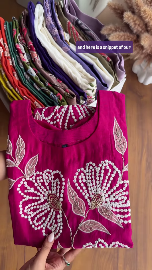 A festive collection that celebrates color, texture, and embroidery—ideal for Diwali, Navratri, or wedding season.