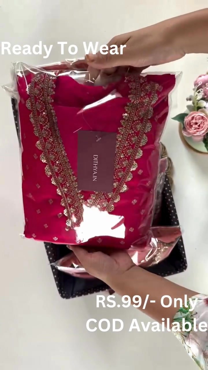 Embellished Semi-Stitched Anarkali Dress Material