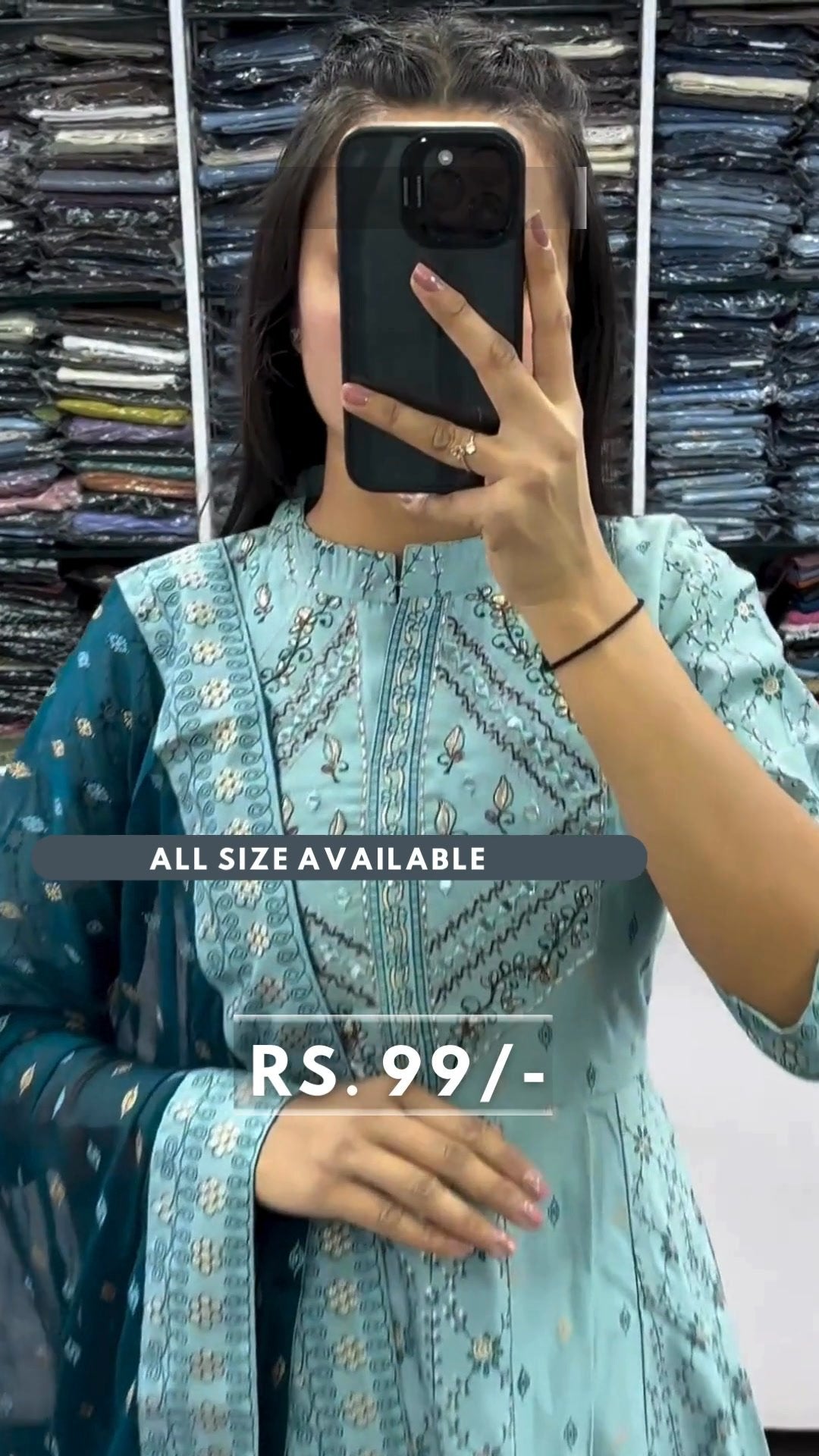 Pastel Blue Sequin Zari Embroidered Anarkali Set