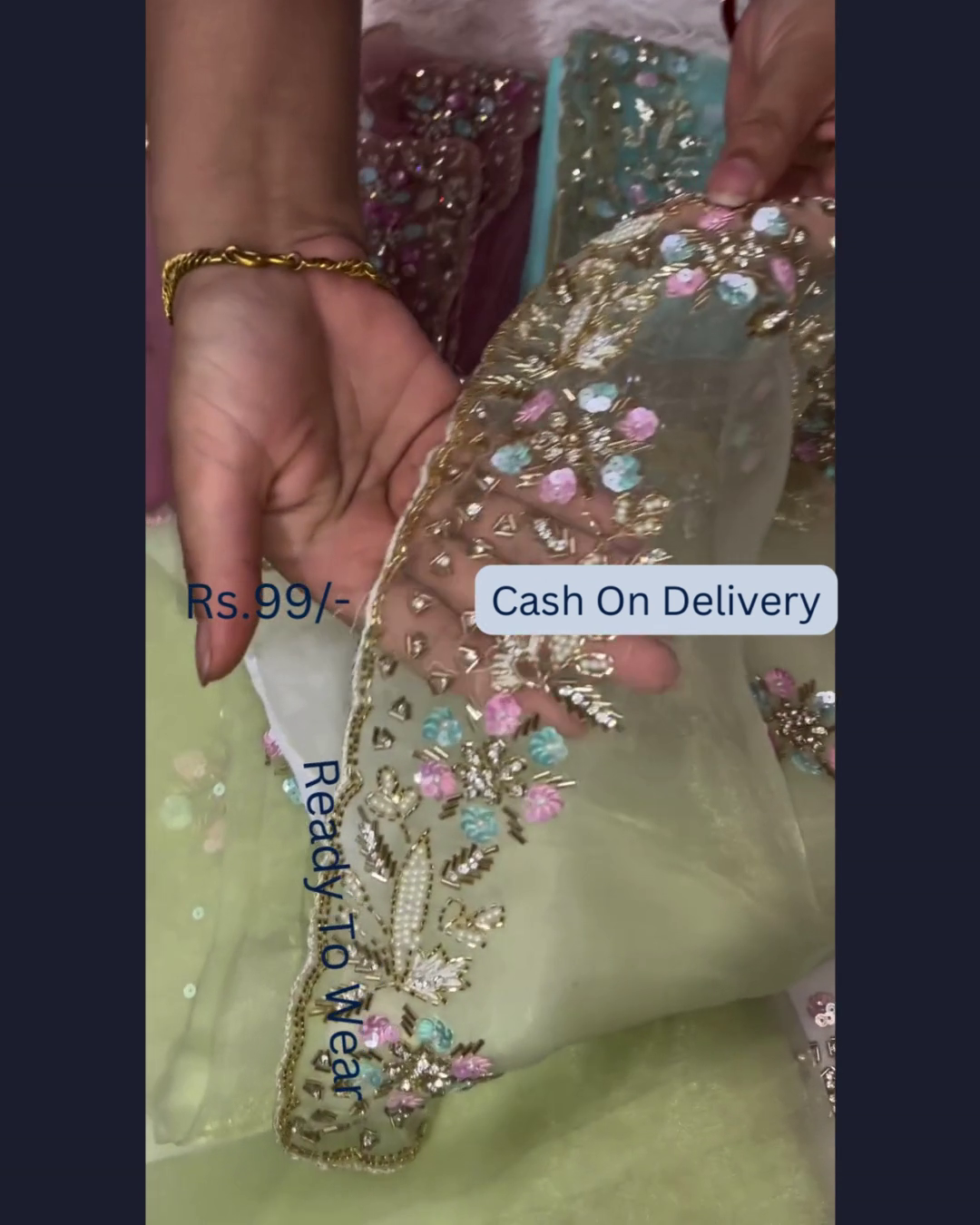 Lime Frost Embroidered Organza Dupatta