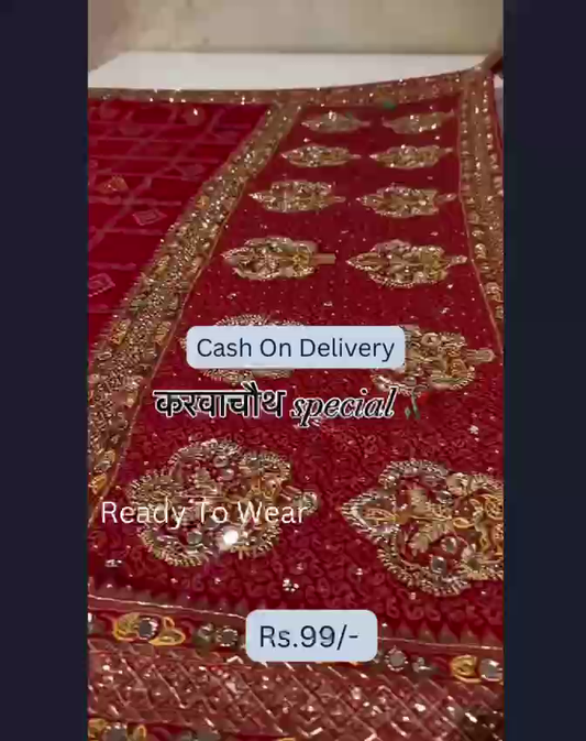 Karwa Chauth Special: Crimson Heritage Bandhani Saree