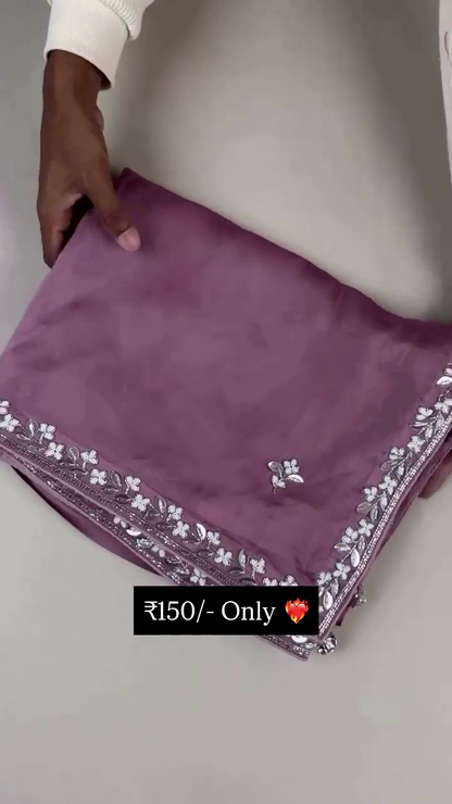 Lavender Mist Silk Saree with Gota Patti Artistry