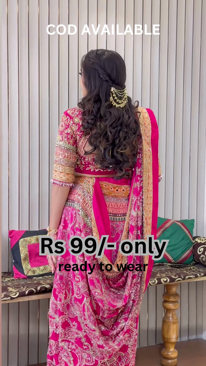 Majestic Fuchsia Silk Saree with Traditional Zari Borders