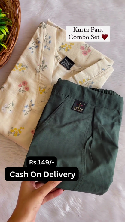 Sun-Kissed Florals: Kurta Pant Combo Set