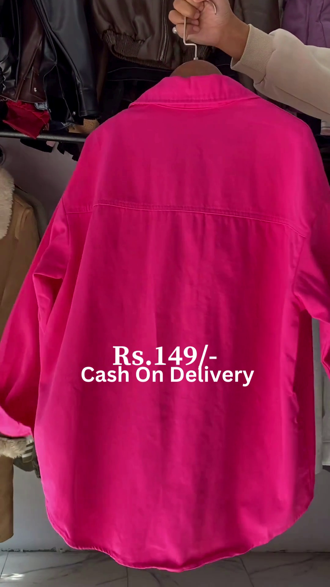 Urban Chic: Fuchsia Oversized Denim Shacket