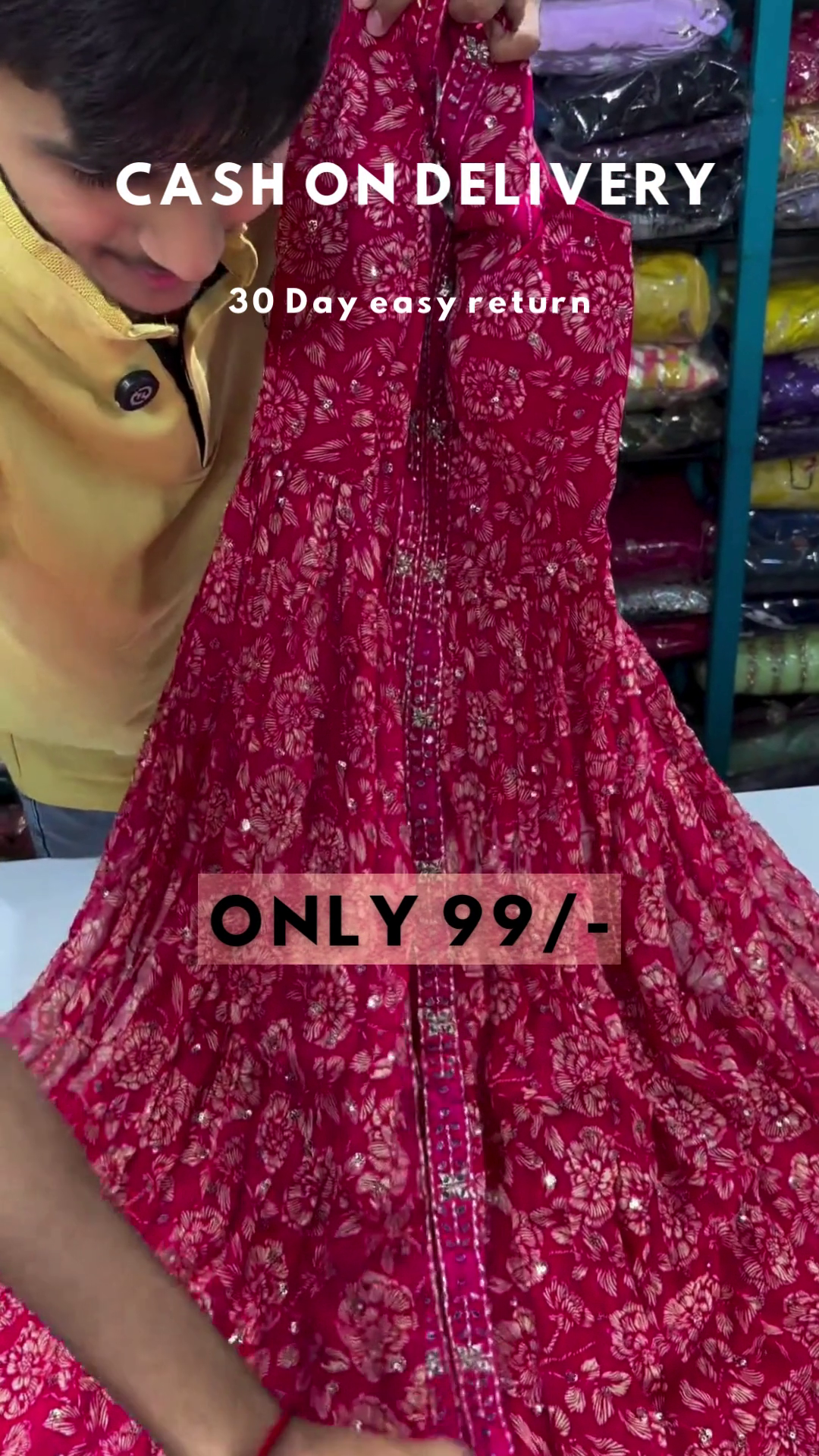 Fuchsia Royalty: Embroidered Floral Anarkali & Lehenga Set