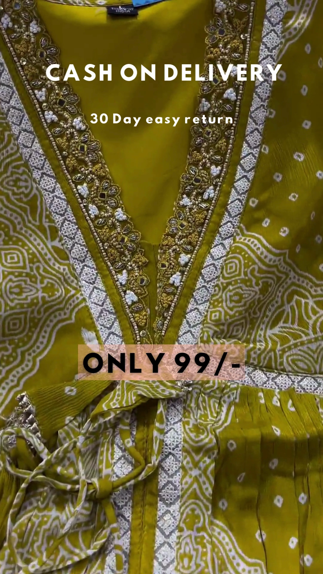 Olive Bloom: Angrakha-Style Printed Anarkali Kurta & Trouser Set