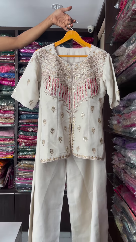 Elegant White Embroidered Co-Ord Set