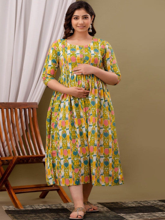 Women Printed Cotton Feeding Maternity Kurti