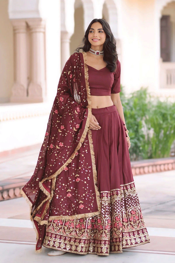 Royal Maroon Color Bridal lehenga For Reception From Anaya Designer Studio