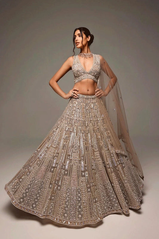 Bridal Reception Party Look In Sequins Work Lehenga Choli From Anaya Designer Studio