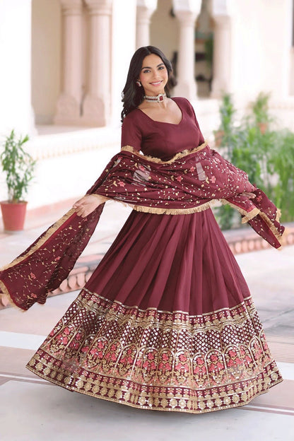 Royal Maroon Color Bridal lehenga For Reception From Anaya Designer Studio