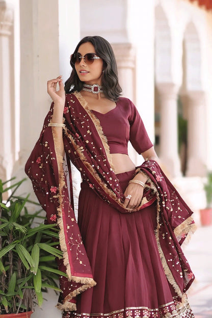 Royal Maroon Color Bridal lehenga For Reception From Anaya Designer Studio