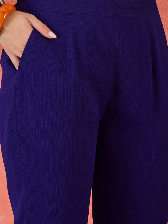 Women Embroidered Straight Kurta with Pants & Dupatta Set