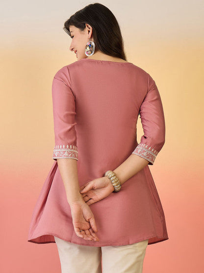 Women Embroidered Tie Up Neck Short Top