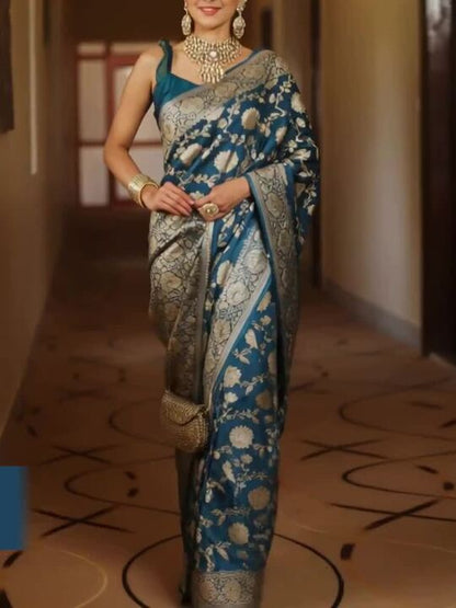 Ethnic Motifs Zari Banarasi Saree