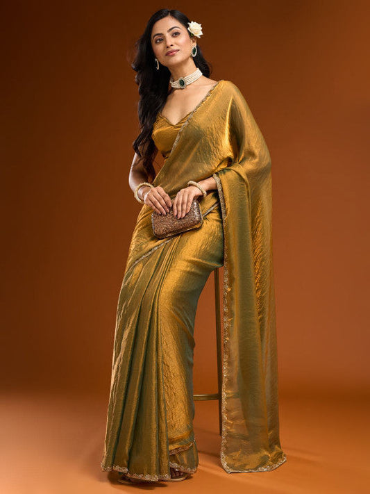 Solid Beads and Stones Saree