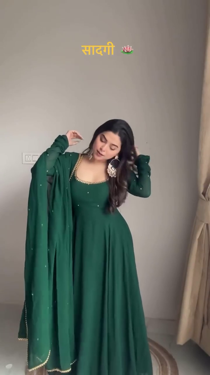 Attractive Green Colour Georgette gown