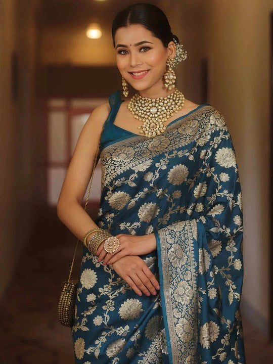Ethnic Motifs Zari Banarasi Saree